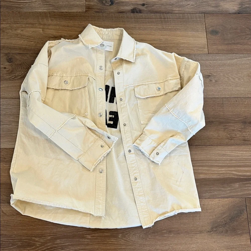 Whiskey Weather Panache Apparel cotton shacket cream L - Picture 3 of 6